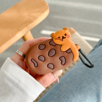For OPPO Enco w11 Case,Cute Cartoon Cookie Bear Silicone Protective Cover for oppo enco buds Wireless Bluetooth Earphone Case