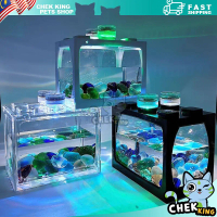 Tangki Ikan Betta Akuarium Lampu Mini Led Kotak Pengasingan Silinder Betta Fish Aquarium Fish Tank A