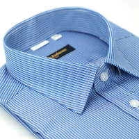 【金安德森】藍色細條紋窄版短袖襯衫-fast