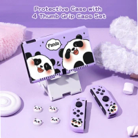 1 Pcs Cute panda Protective Case Bundle with 4pcs Grip Caps For Nintendo Switch OLED