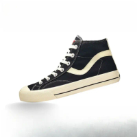 sepatu sekolahan Ventela High Sepatu Sneakers Pria Hitam dengan Tali Putih dan Sol Karet Nyaman untu
