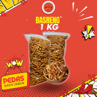 1kg - BASRENG PEDAS DAUN JERUK CAMILAN  KERING