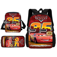กระเป๋าเป้เด็ก กระเป๋านักเรียน ดีไซน์ Lightning McQueen Cars พร้อมกระเป๋าสะพายไหล่และกระเป๋าดินสอ เห