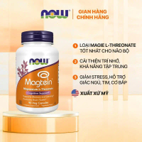 Viên uống Magie L-Threonate Now Magtein (90 viên) cải thiện trí nhớ, hỗ trợ giấc ngủ, giảm stress