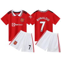 22-23 Season Man-united No.7 Ron Jersey Kids Top and Shorts One Set Boys Girls Football ClothesX0307