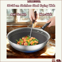 Millennia Kuali Tidak Melekat 30-36 cm Stainless Steel Non Stick Anti Scratch Honeycomb Cooking Fryi