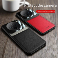 Leather Case for vivo X100 Pro Car Magnetic Holder Silicone Protection Luxury Phone Cover vivoX100Pro V2324A V2309A Coque