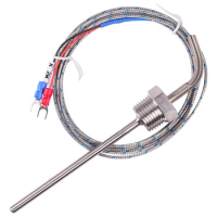 1/2 NPT Waterproof Stainless Steel K Thermocouple Sensor Pt100 RTD Probe 50mm 100mm 150mm 200mm Temperature Controller 2M wire