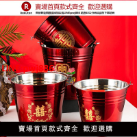 【高品質超低價】子孫桶新娘嫁妝陪嫁鐵桶結婚用品大全婚慶紅桶不銹鋼喜桶紅色水桶