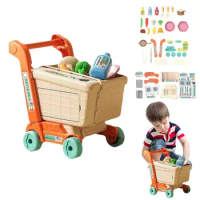 Toddler Shopping Cart Trolley Set Shopping Food Play Cart Sets Portable Mini Shopping Cart Birthday Gift For Kids Children
