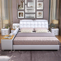 Ultimate Bed Frames Tech Smart Multifunctional Bed with Genuine Leather, Sofa, USB, Bluetooth Speaker, Tatami &amp; Safe