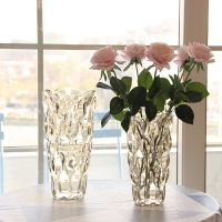 北歐輕奢水晶玻璃花瓶透明客廳酒店插花玫瑰百合鮮花裝飾花器擺件【不二雜貨】