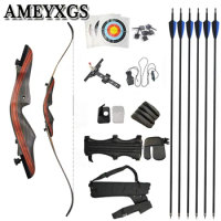1 Set Archery 62inch Recurve Bow 20-50lbs Wood Longbow With Carbon Arrow For Hunting Bow Shooting Bow And Arrow Accessories