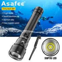 Senter Selam Bawah Air Asafee DV56 80M XHP70 LED Super Terang Scuba 3 Gigi Tekan Sakelar Magnetik La