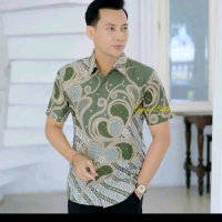Kemeja Batik Pria Lengan Pendek Elegan Nyaman Atha Store Katun Cowok Hem Dewasa Kantor Formal Panjan