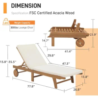 Acacia Wood Chaise Lounge Set of 2, Outdoor Folding Lounge Chair Recliner , Portable Sun Lounger Pool Chair ,beach chair