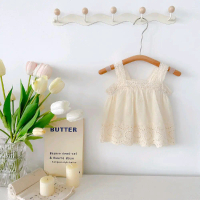 Set Baju Anak Perempuan Cream – Atasan Brokat Cantik & Celana Putih Ruffle | Outfit Anak Cewek Elega