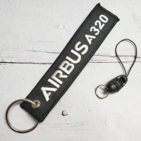 Black Embroidery Airbus A320 Phone Strap for Pilot Wrist Strap Lanyard for Keys Gym Phone Case Straps Badge Holder for Aviator