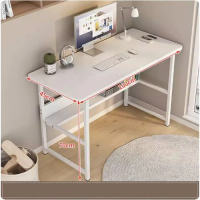 簡易電腦桌（【加寬加固雙層款】白柳木紋+白架）【尺寸：100*45cm】
