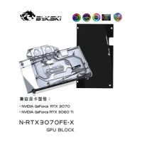 Bykski Water Block Use for NVIDIA GeForce RTX 3070/ RTX 3060Ti Founder Edition GPU Card / Full Cover Copper Radiator / RGB Light
