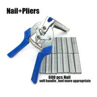 Hog Ring Plier Tool and 600pcs M Clips Staples Chicken Mesh Cage Wire Fencing Caged Clamp Poultry Supplies Chicken Cage