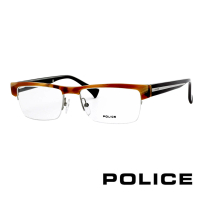 【POLICE】義大利警察魅力商務男士下無邊半框光學眼鏡(棕/黑 POV1769-091Z)