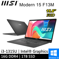 MSI微星 Modern 15 F13MG-049TW-SP3 15吋 灰(i3-1315U/16G/1TB SSD/W11)特仕版