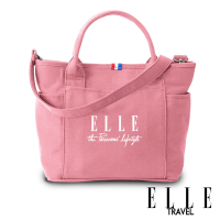 福利品-ELLE-TRAVEL-極簡風帆布手提-斜背托特包-粉色-EL52372