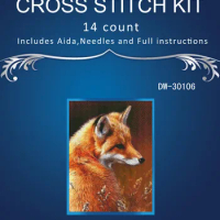 Cross Stitch Kit for Embroidery, Counted Cross Stitch, Cotton Cross-Stitch, Needlework, SIMILAR Dangle, 1Fox