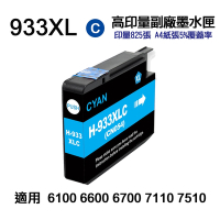 【HP 惠普】933XL 藍色 高印量副廠墨水匣 適用 HP 6100 6600 6700 7110 7610 7612