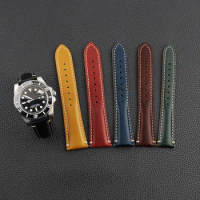 Retro Calfskin Leather Watch Strap for Seiko for Casio 20mm 22mm 24mm Watch Accessories Men Women Red Wrist Belt Bracelet