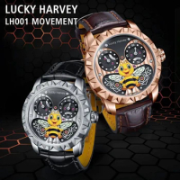 Lucky Harvey Automatic mechanical movement watches for men Synthetic sapphire Bee flapping dial waterproof Limited edition watch