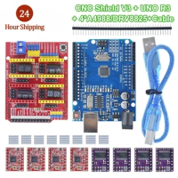 CNC Shield V3 Engraving Machine 3D Printe+ 4pcs DRV8825 Or A4988 Driver Expansion Board For Arduino + UNO R3 With USB Cable