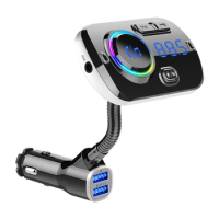 Bluetooth FM Transmitter BC49AQ For Car, 7 Color LED Car Adapter With QC3.0 Charging, Siri Google Assistant, USB Flash Drive, Mi