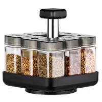 Kitchen Jars For Spices Rotating Glass Cruet Seasoning Jar Set BBQ Pepper Salt Shakers Paprika Bottle Kitchen Storage