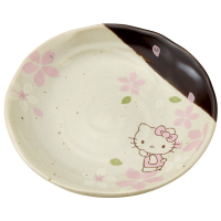 真愛日本 凱蒂貓 kitty 和風櫻花粉 日本製 美濃燒 陶器小皿 陶瓷盤 小盤 盤皿 小菜盤 小盤子