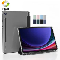 For Samsung Galaxy Tab S9 Ultra 14 6 Inch Case with Pen Holder Flip Stand Clear Back Magnetic Book Cover for Tab S9 Ultra Case