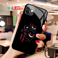 Gengai Luminous Tempered Glass phone case For Apple iphone 12 11 Pro Max XS mini Acoustic Control Protect LED Backlight cover