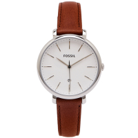 FOSSIL 文青優雅風的皮革女性手錶(ES4368)-白面X咖啡色/36mm
