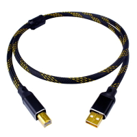 USB音訊線【川木】全新現貨【W207】發燒級無氧銅鍍金USB解碼器音效卡線DAC方口a-b 2.0數據線