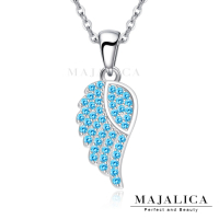 Majalica．925純銀項鍊．鎖骨鍊．天使之翼-藍鋯