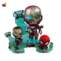 In Stock 100% Original HotToys COSBABY SPIDER MAN Mysterio's Iron Man Illusino COSB768 Movie Character Model Collection Artwork