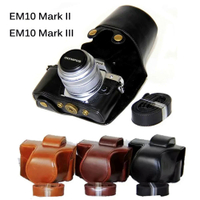 กระเป๋ากล้องหนัง PU สำหรับ Olympus EM10 Mark II EM10 Mark III EM10 III EM10 II เคสหนังพร้อมสายคล้องไหล่