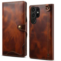For Samsung Galaxy S23 FE 5G Flip Case Genuine Leather Wallet Cover For Galaxy Note 10 Plus S23 S22 S21 S20 Note20 Ultra Funda