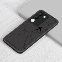 แผนที่เส้นทางเครื่องบิน เคสโทรศัพท์, สำหรับ vivo Y200 และ V29E, เคสกระจกนิรภัยแบบแข็ง, เคส, เหมาะสำห