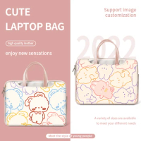 DIY Laptop Sleeve PU Laptop Bag Multifunction Case Handle Bag 12 13 14 15 17 inch CuteCarrying Bag For Macbook/Dell/HP/Asus/Acer