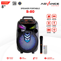 【COD】Advance S-80 Speaker Bluetooth Portable 8\ Support Karaoke Mic Kabel Garansi Resmi 1 Tahun Bass