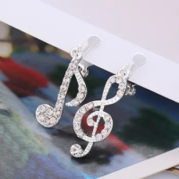 JIOFREE Hot Personality Geometric Music Dream Symbol Asymmetric Clip on Earrings no pierced Silver Color Earrings for Women
