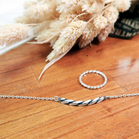 ART64 純銀 方晶格麻花項鍊(復古黑) 925純銀項鍊 女生項鍊