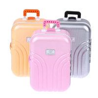 Vali Da Nhà búp bê Cổ điển Vali Nhà búp bê thu nhỏ Trang trí cảnh Bạc Cốp di động thu nhỏ Mini Màu h